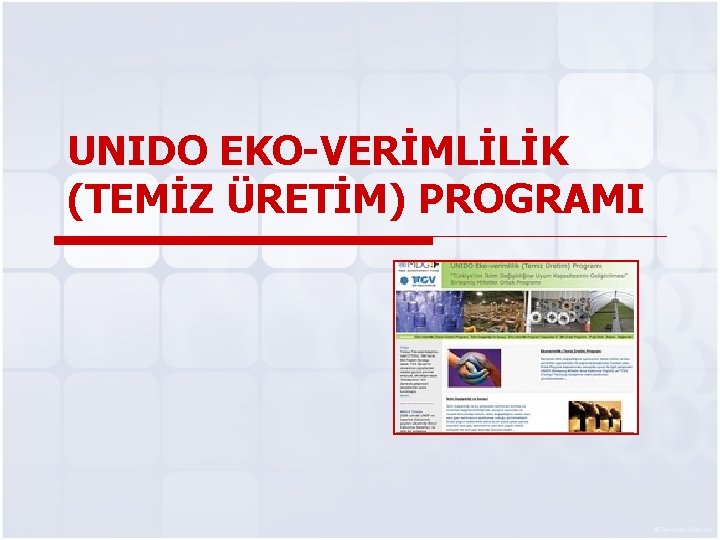 UNIDO EKO-VERİMLİLİK (TEMİZ ÜRETİM) PROGRAMI 