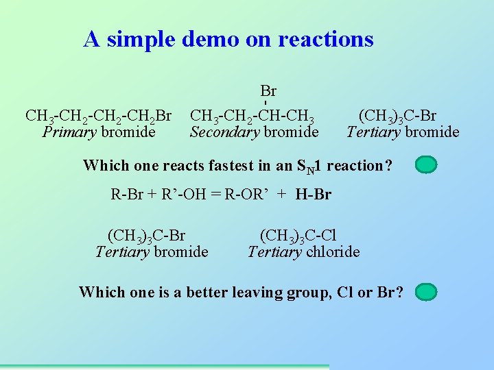 A simple demo on reactions Br - CH 3 -CH 2 -CH 2 Br