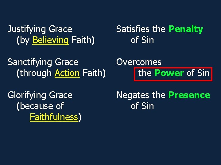 Justifying Grace (by Believing Faith) Satisfies the Penalty of Sin Sanctifying Grace (through Action Justifying Grace (by Believing Faith) Satisfies the Penalty of Sin Sanctifying Grace (through Action