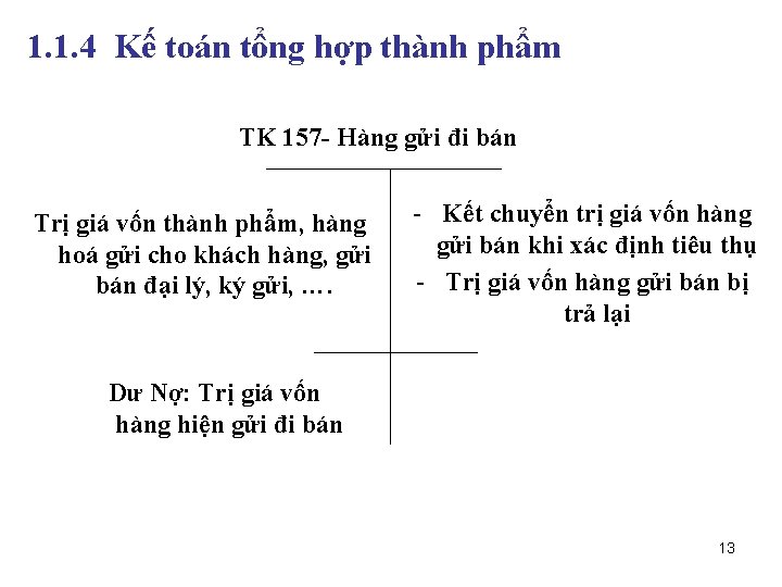 1. 1. 4 Kế toán tổng hợp thành phẩm TK 157 - Hàng gửi