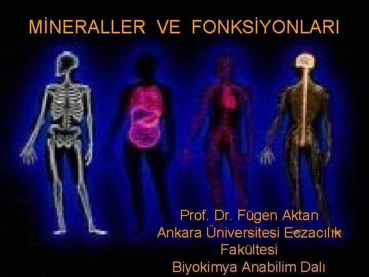 MİNERALLER VE FONKSİYONLARI Prof. Dr. Fügen Aktan Ankara Üniversitesi Eczacılık Fakültesi Biyokimya Anabilim Dalı