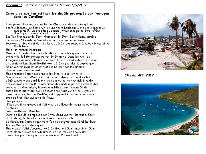 Document 1 -Article de presse Le Monde 7/9/2017 Irma : ce que l’on sait