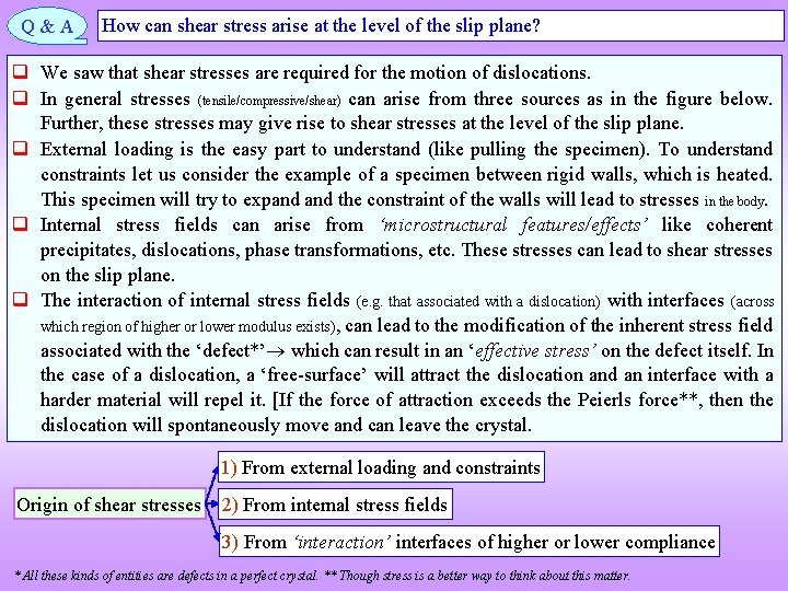 Q & A How can shear stress arise at the level of the slip