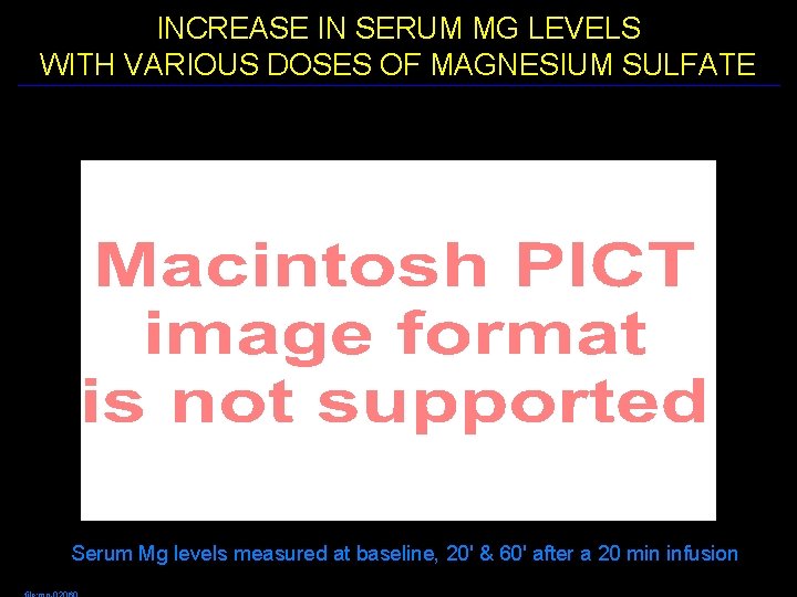 INCREASE IN SERUM MG LEVELS WITH VARIOUS DOSES OF MAGNESIUM SULFATE Serum Mg levels