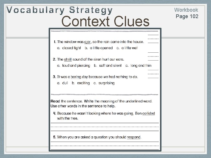 Context Clues Workbook Page 102 