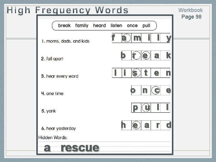 Workbook Page 98 f a m i l y b r e a k