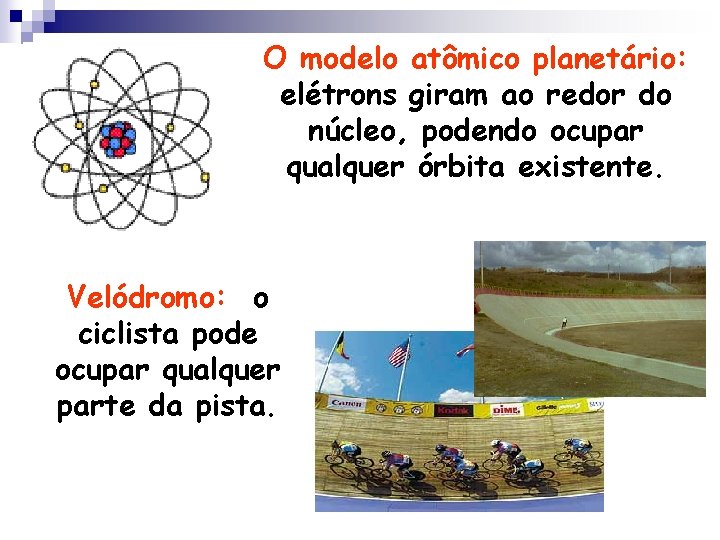 O modelo atômico planetário: elétrons giram ao redor do núcleo, podendo ocupar qualquer órbita O modelo atômico planetário: elétrons giram ao redor do núcleo, podendo ocupar qualquer órbita