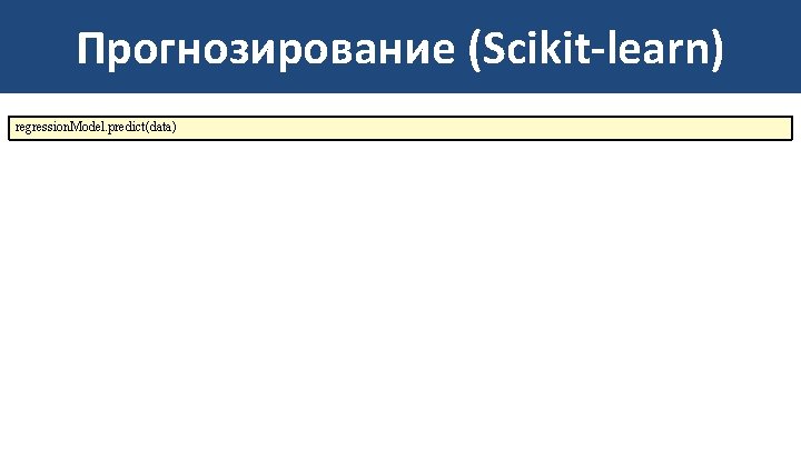 Прогнозирование (Scikit-learn) regression. Model. predict(data) 