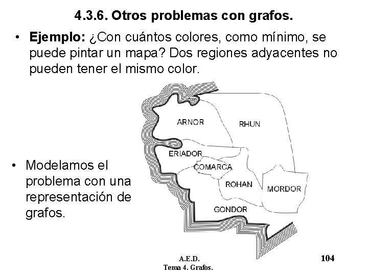 4. 3. 6. Otros problemas con grafos. • Ejemplo: ¿Con cuántos colores, como mínimo, 4. 3. 6. Otros problemas con grafos. • Ejemplo: ¿Con cuántos colores, como mínimo,