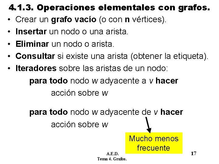 4. 1. 3. Operaciones elementales con grafos. • Crear un grafo vacío (o con 4. 1. 3. Operaciones elementales con grafos. • Crear un grafo vacío (o con