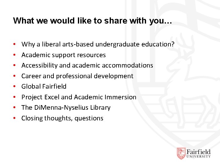 What we would like to share with you… • • Why a liberal arts-based