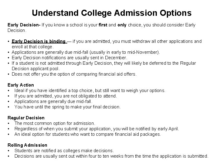 Understand College Admission Options Early Decision- If you know a school is your first Understand College Admission Options Early Decision- If you know a school is your first