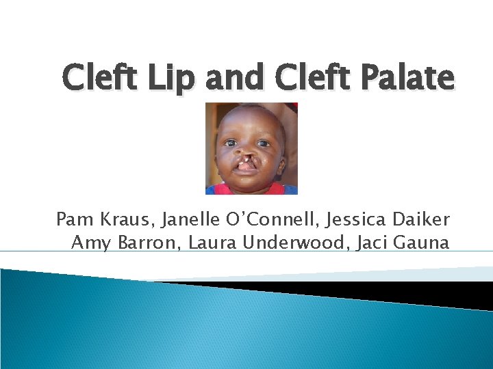 Cleft Lip and Cleft Palate Pam Kraus, Janelle O’Connell, Jessica Daiker Amy Barron, Laura