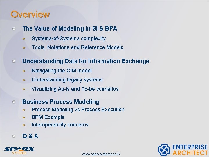 Overview The Value of Modeling in SI & BPA Systems-of-Systems complexity Tools, Notations and Overview The Value of Modeling in SI & BPA Systems-of-Systems complexity Tools, Notations and