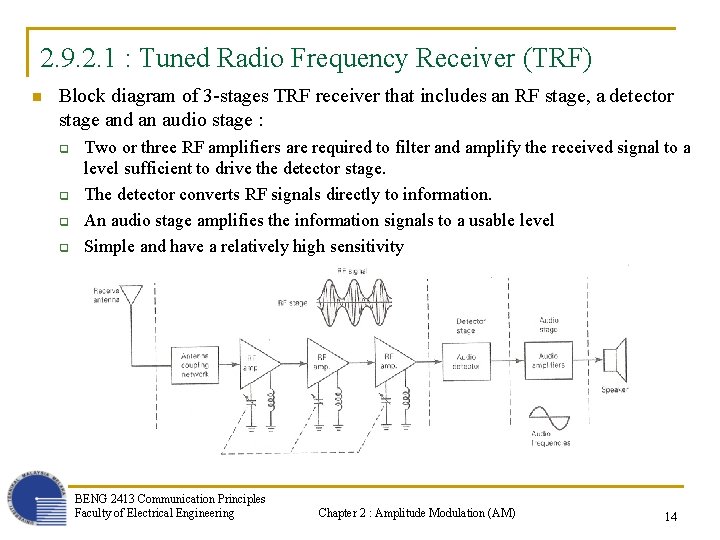 2. 9. 2. 1 : Tuned Radio Frequency Receiver (TRF) n Block diagram of