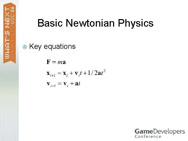 Basic Newtonian Physics > Key equations 
