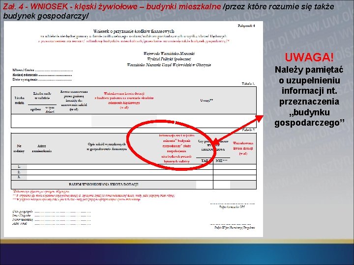 Zał. 4 - WNIOSEK - klęski żywiołowe – budynki mieszkalne /przez które rozumie się