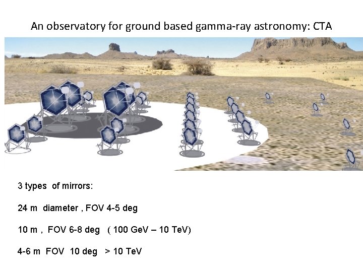 An observatory for ground based gamma-ray astronomy: CTA 3 types of mirrors: 24 m