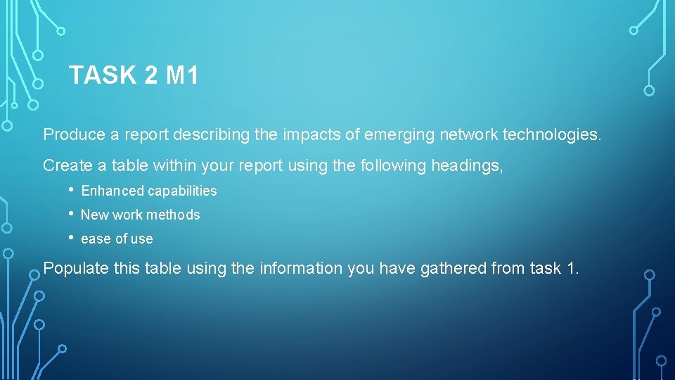 TASK 2 M 1 Produce a report describing the impacts of emerging network technologies.