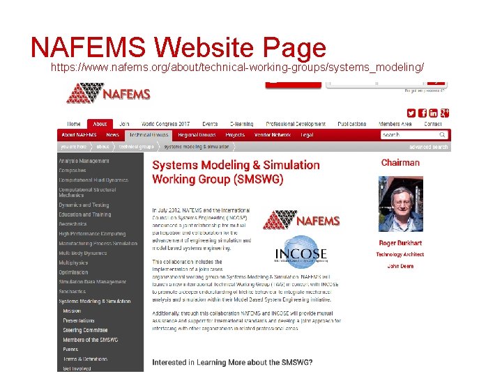 NAFEMS Website Page https: //www. nafems. org/about/technical-working-groups/systems_modeling/ 2014 -08 -20 Version 6 11 