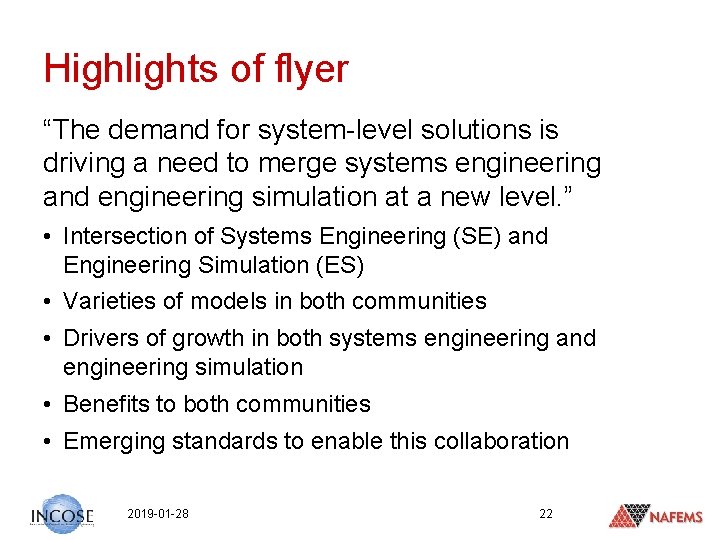 Highlights of flyer “The demand for system-level solutions is driving a need to merge