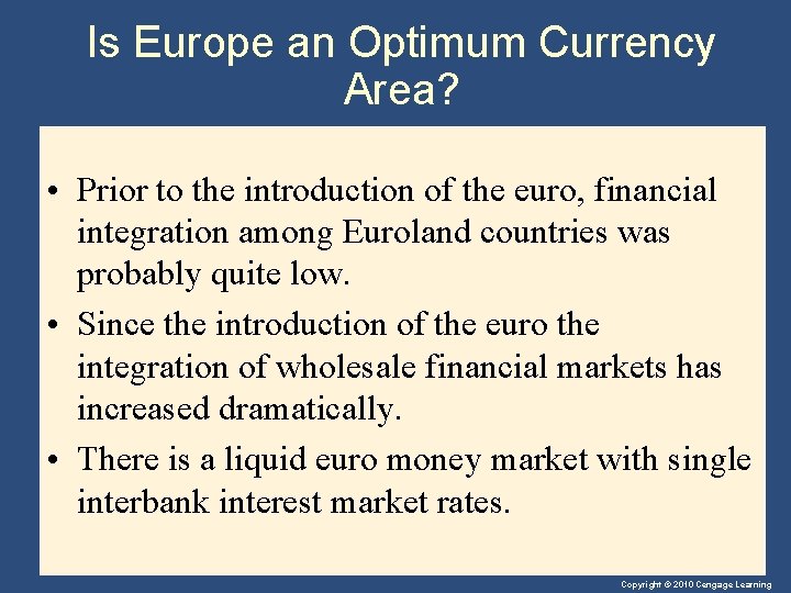 Is Europe an Optimum Currency Area? • Prior to the introduction of the euro,