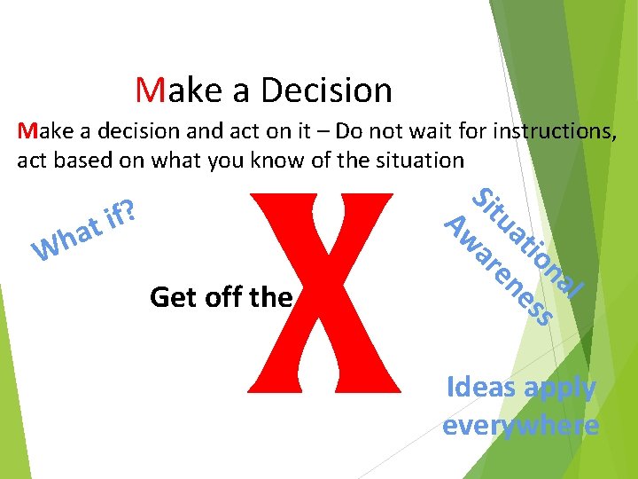 Make a Decision Make a decision and act on it – Do not wait