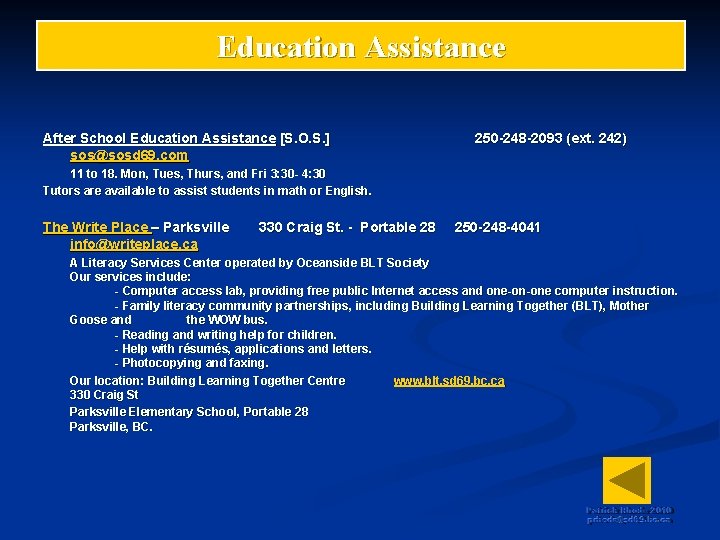 Education Assistance After School Education Assistance [S. O. S. ] sos@sosd 69. com 250