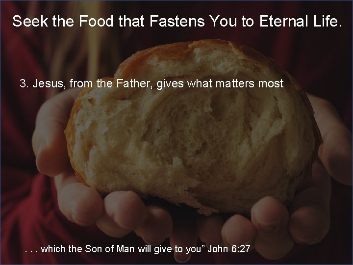 Seek the Food that Fastens You to Eternal Life. 3. Jesus, from the Father,
