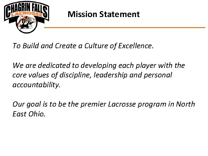 Mission Statement To Build and Create a Culture of Excellence. We are dedicated to