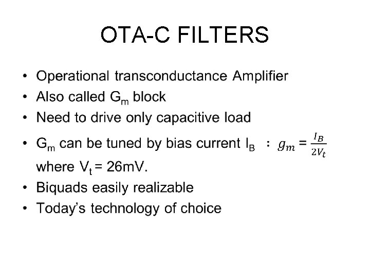 OTA-C FILTERS • 