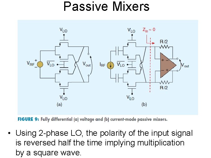 Passive Mixers • Using 2 -phase LO, the polarity of the input signal is