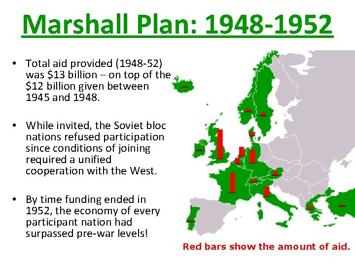 Marshall Plan: 1948 -1952 • Total aid provided (1948 -52) was $13 billion –