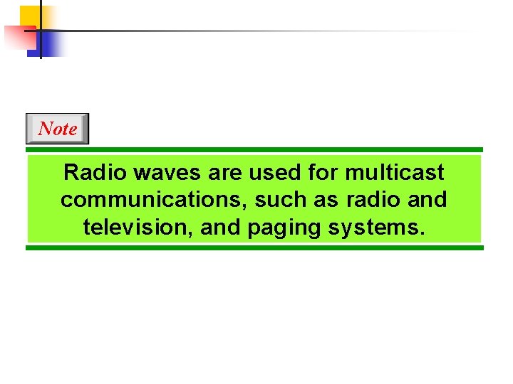 Note Radio waves are used for multicast communications, such as radio and television, and