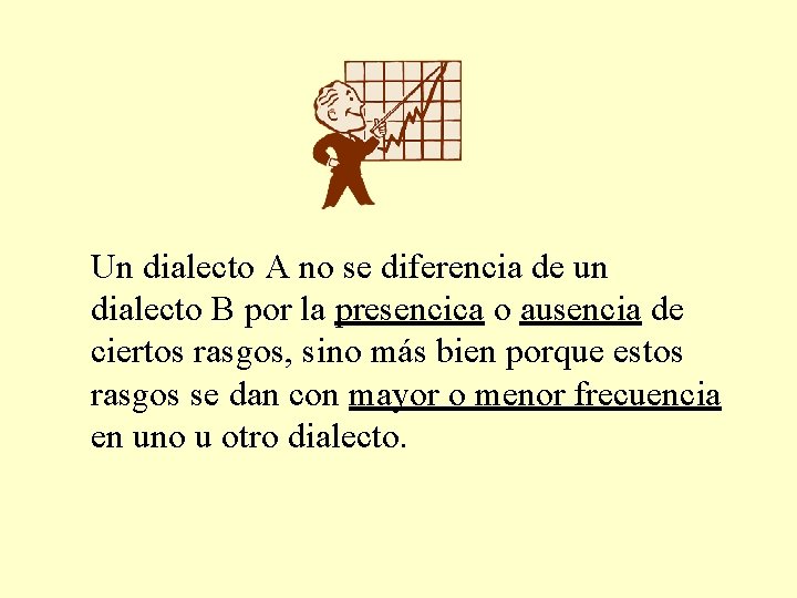 Un dialecto A no se diferencia de un dialecto B por la presencica o