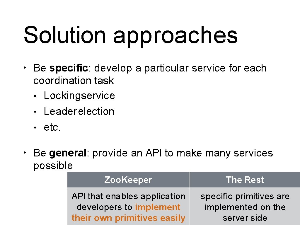 Solution approaches • Be specific: develop a particular service for each coordination task •