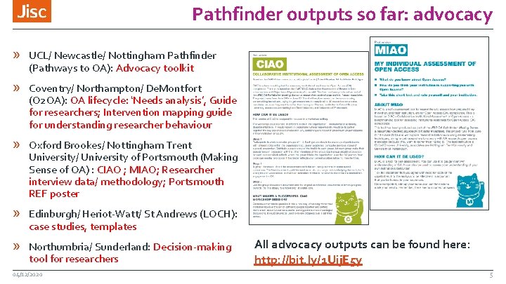 Pathfinder outputs so far: advocacy » UCL/ Newcastle/ Nottingham Pathfinder (Pathways to OA): Advocacy