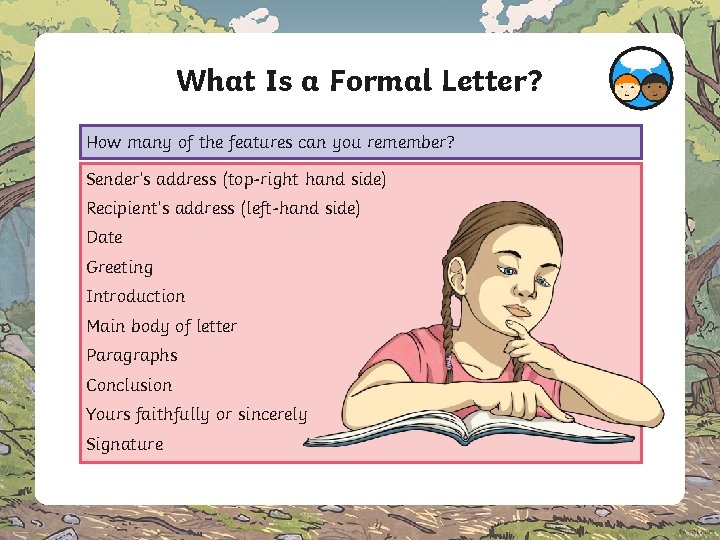 What Is a Formal Letter? How many of the features can you remember? Sender’s