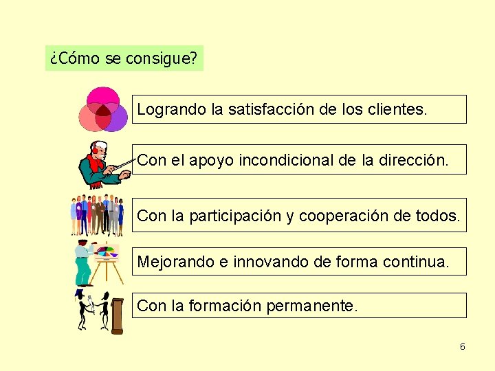 ¿Cómo se consigue? Logrando la satisfacción de los clientes. Con el apoyo incondicional de