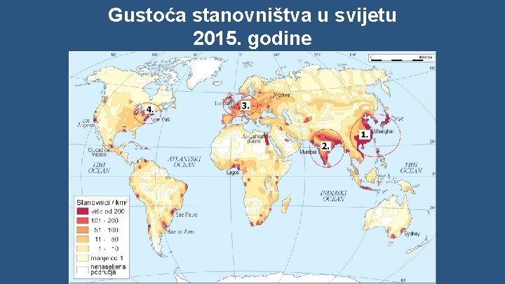 Gustoća stanovništva u svijetu 2015. godine 