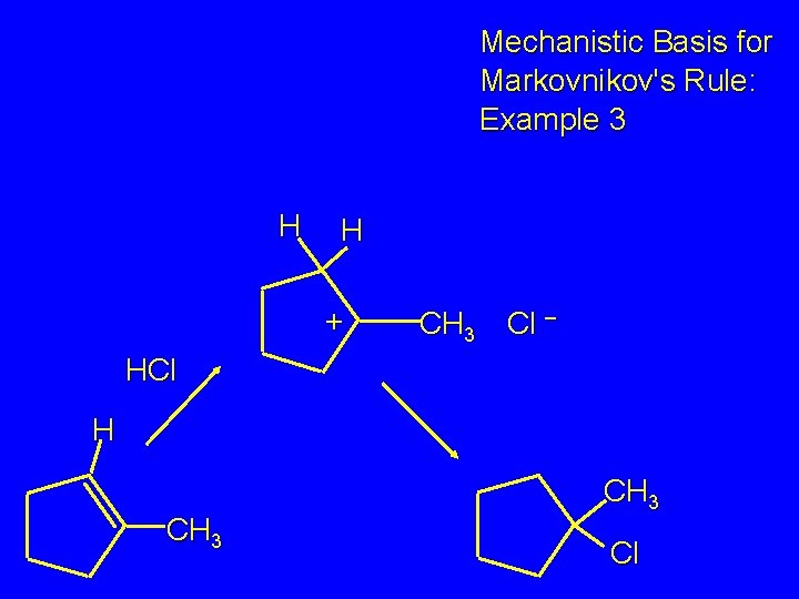 Mechanistic Basis for Markovnikov's Rule: Example 3 H H + CH 3 Cl –