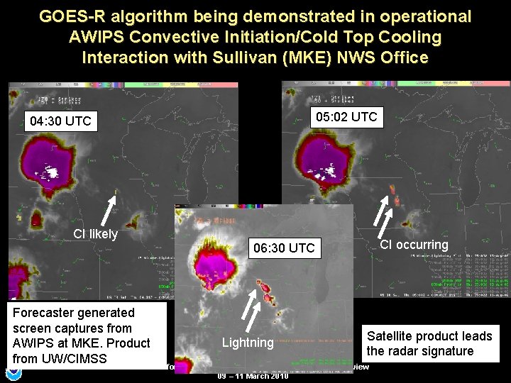 GOES-R algorithm being demonstrated in operational AWIPS Convective Initiation/Cold Top Cooling Interaction with Sullivan