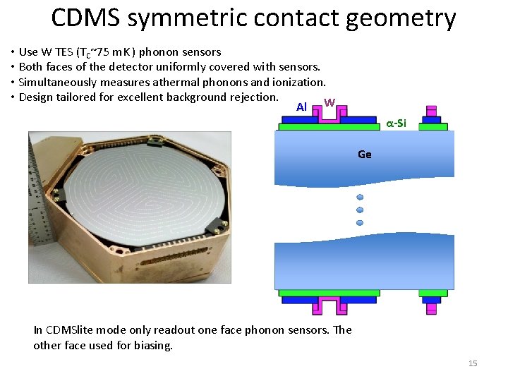 CDMS symmetric contact geometry • Use W TES (TC~75 m. K ) phonon sensors
