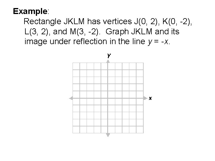 Example: Rectangle JKLM has vertices J(0, 2), K(0, -2), L(3, 2), and M(3, -2).