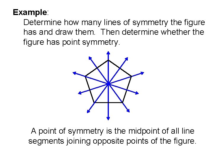 Example: Determine how many lines of symmetry the figure has and draw them. Then