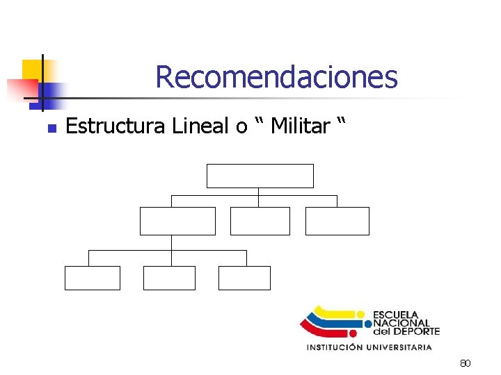 Recomendaciones n Estructura Lineal o “ Militar “ 80 