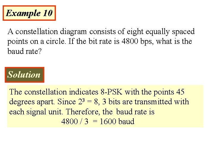 Example 10 A constellation diagram consists of eight equally spaced points on a circle.