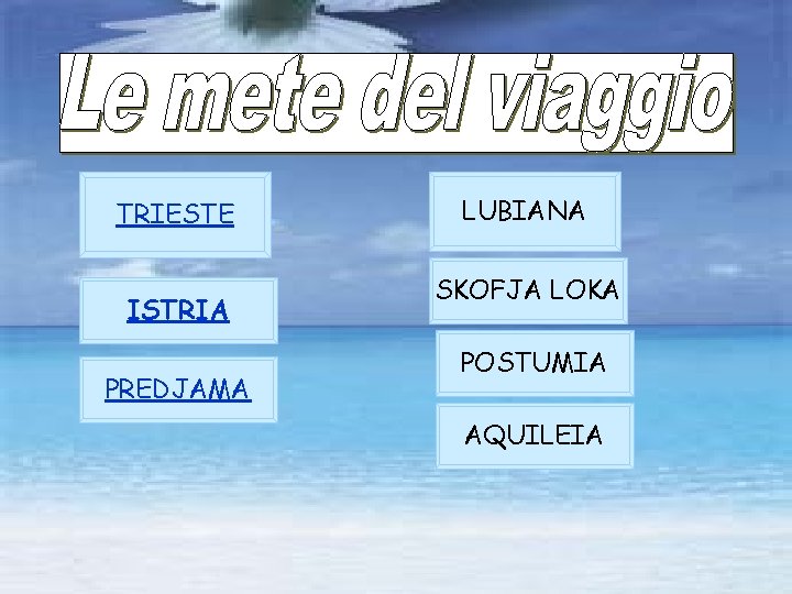 TRIESTE ISTRIA PREDJAMA LUBIANA SKOFJA LOKA POSTUMIA AQUILEIA 