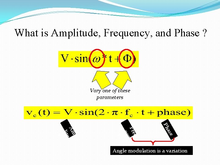 What is Amplitude, Frequency, and Phase ? Vary one of these parameters ase Ph