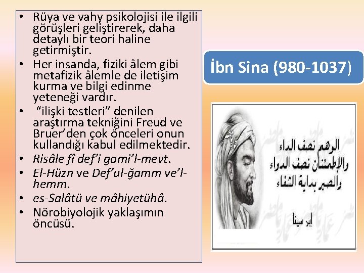  • Rüya ve vahy psikolojisi ile ilgili görüşleri geliştirerek, daha detaylı bir teori